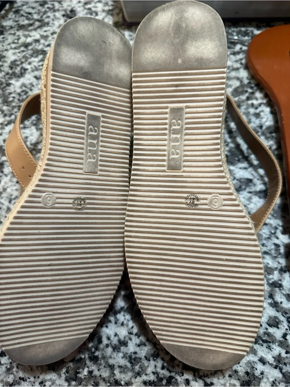 a.n.a Cream Woven Espadrilles with Tan Ankle Strap